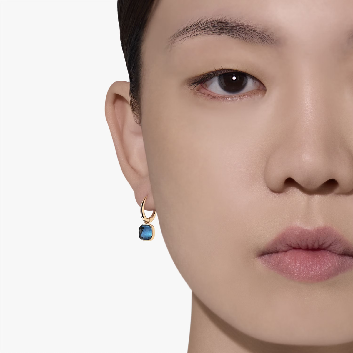 Pomellato Jewelry - Nudo 18K Rose London Blue Topaz Mini Earrings | Manfredi Jewels