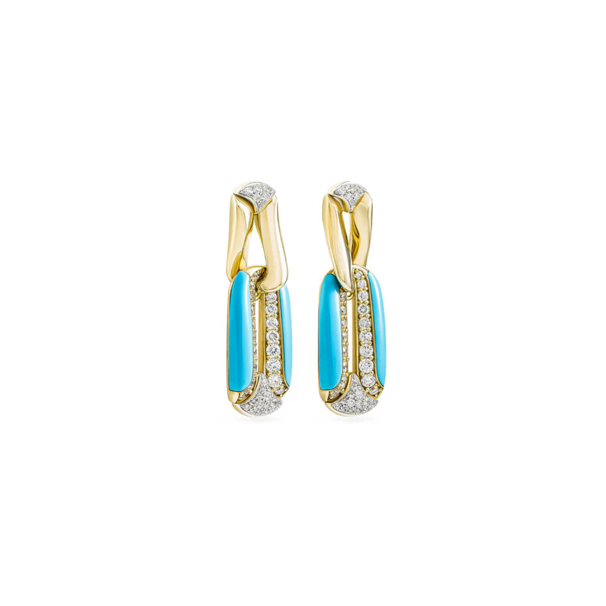 Miseno - Arco 18K Yellow Gold Turquoise and Diamond Earrings | Manfredi Jewels