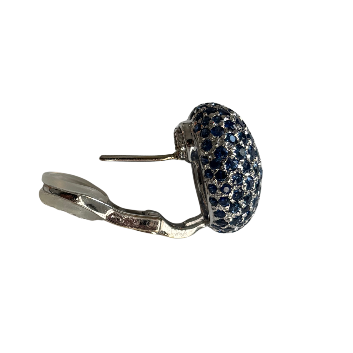 Estate 18K White Gold Blue Sapphire Pavé Stud Earrings