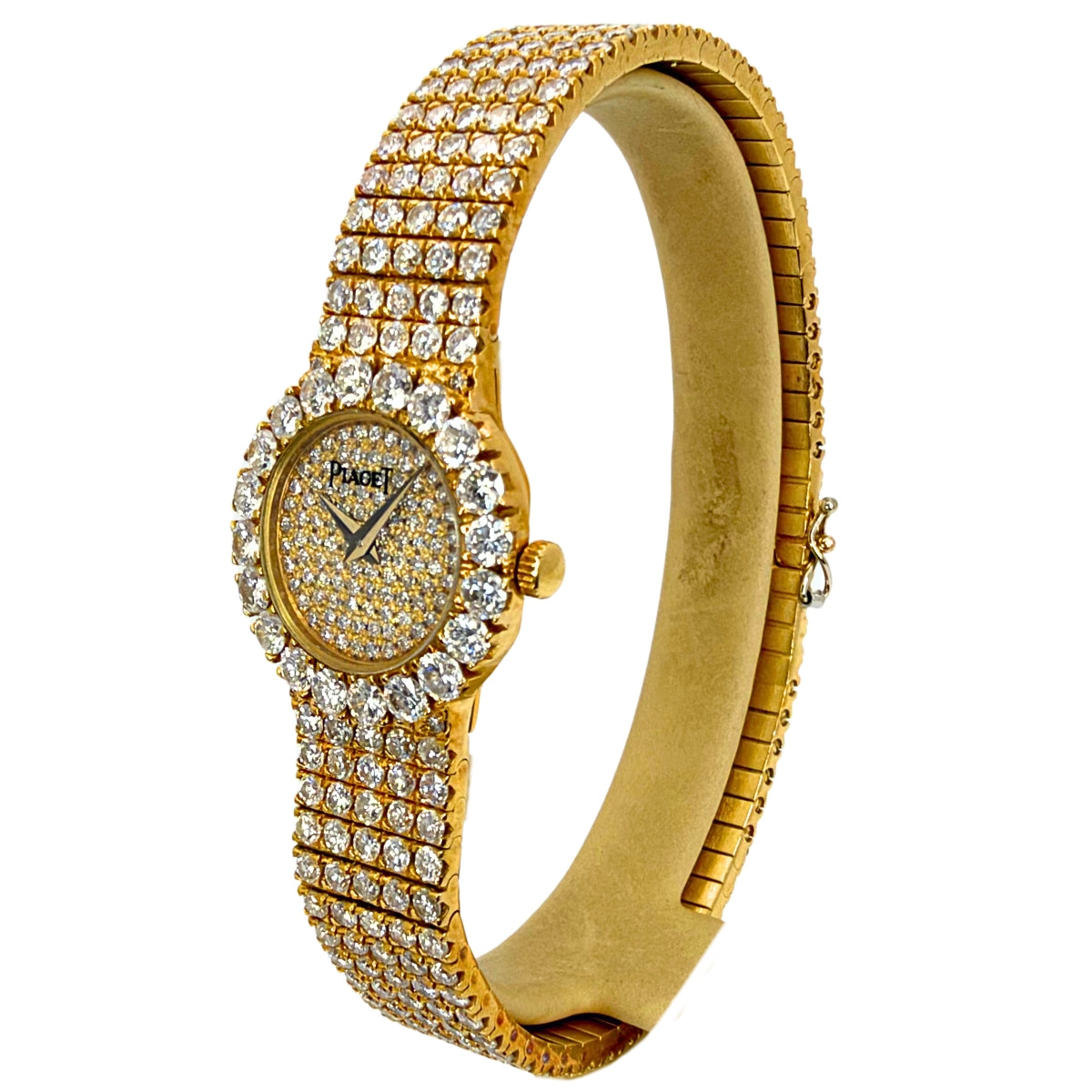 21mm 18K Yellow Gold Diamond-Set Quartz