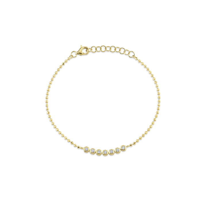 Bailey 14K Yellow Gold 0.15ct Diamond Bezel Faceted Ball Chain Bracelet