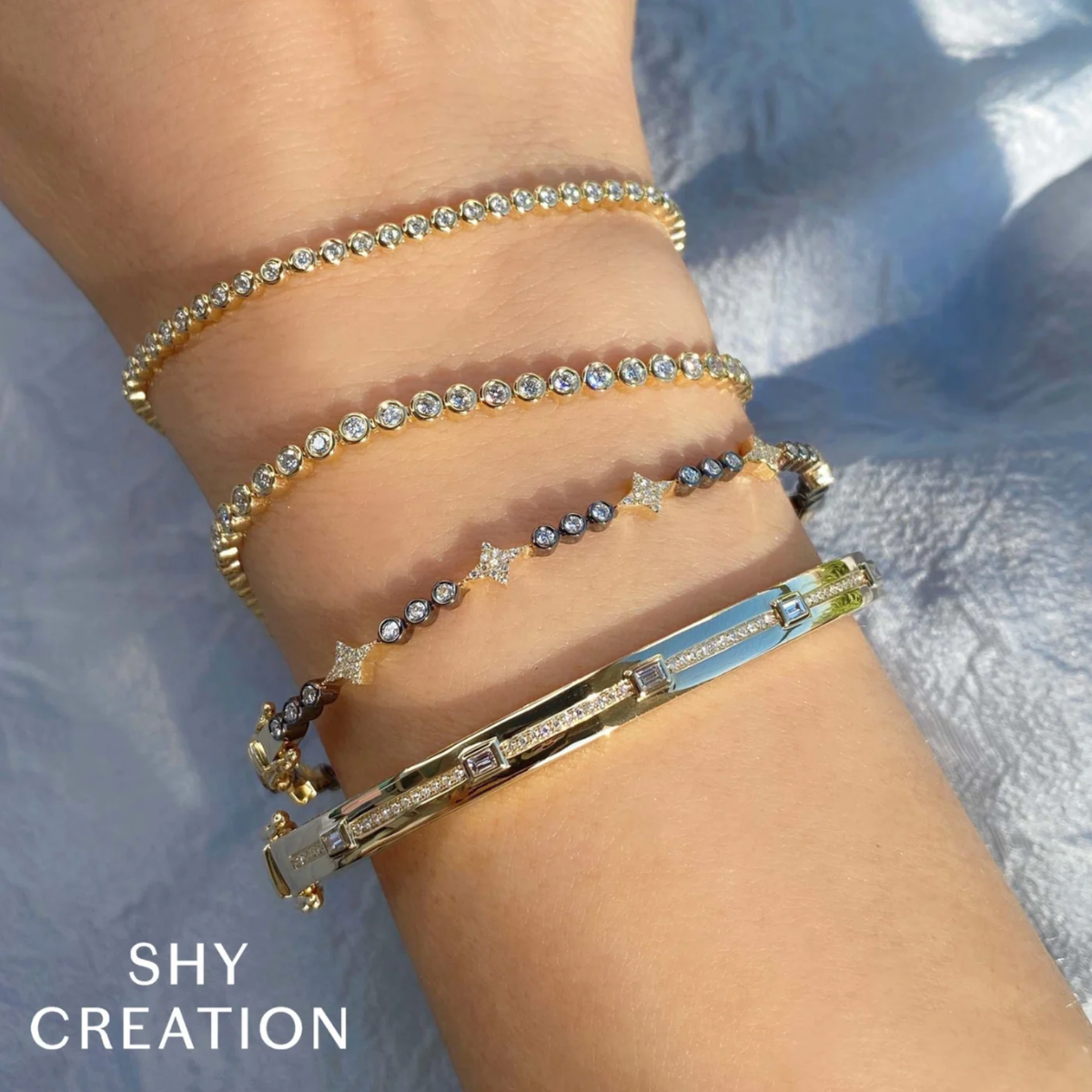 Bailey 14K Yellow Gold 0.64ct Diamond Bezel Tennis Bracelet