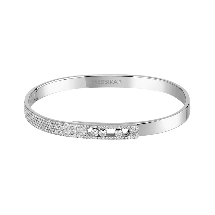 Messika Jewelry - 18K White Gold Diamond Move Noa Semi-Pave Diamond Bangle | Manfredi Jewels