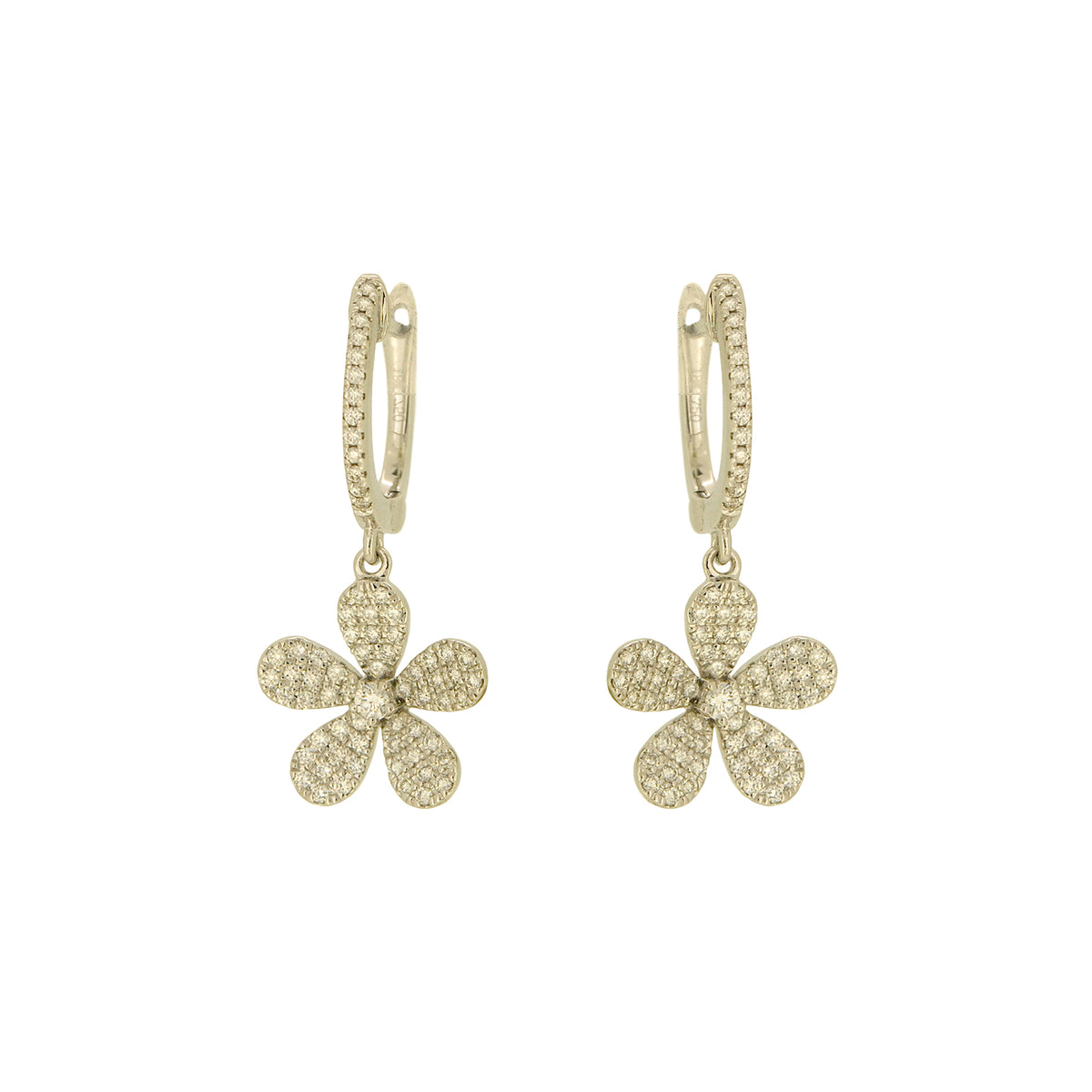 Manfredi Jewels Jewelry - Yellow Gold & Diamond Drop Flower Earrings | Manfredi Jewels