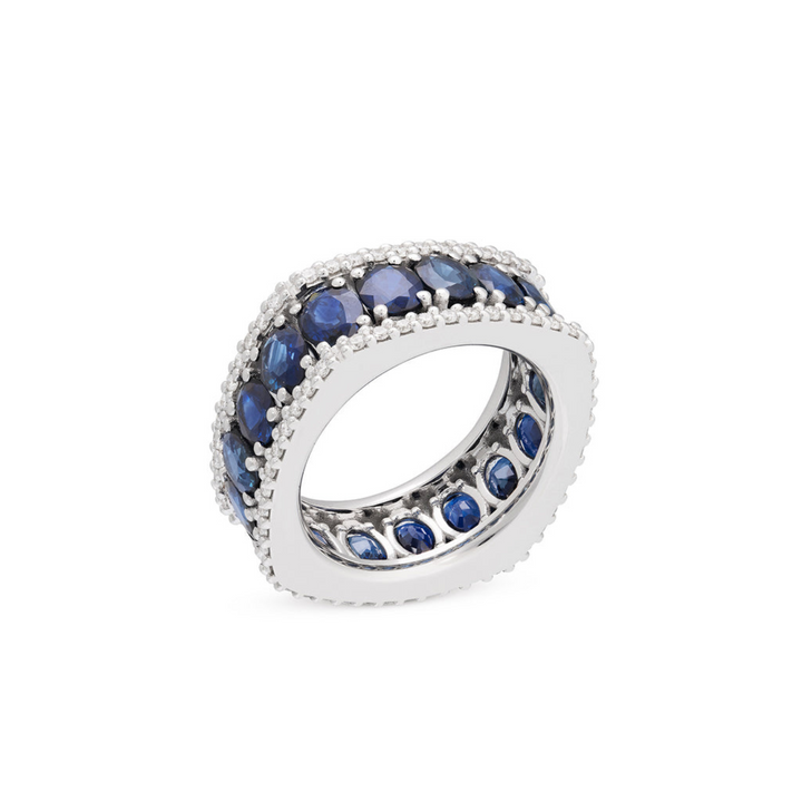 Miseno Jewelry - Procida 18K White Gold Sapphire & Diamond Band Ring | Manfredi Jewels