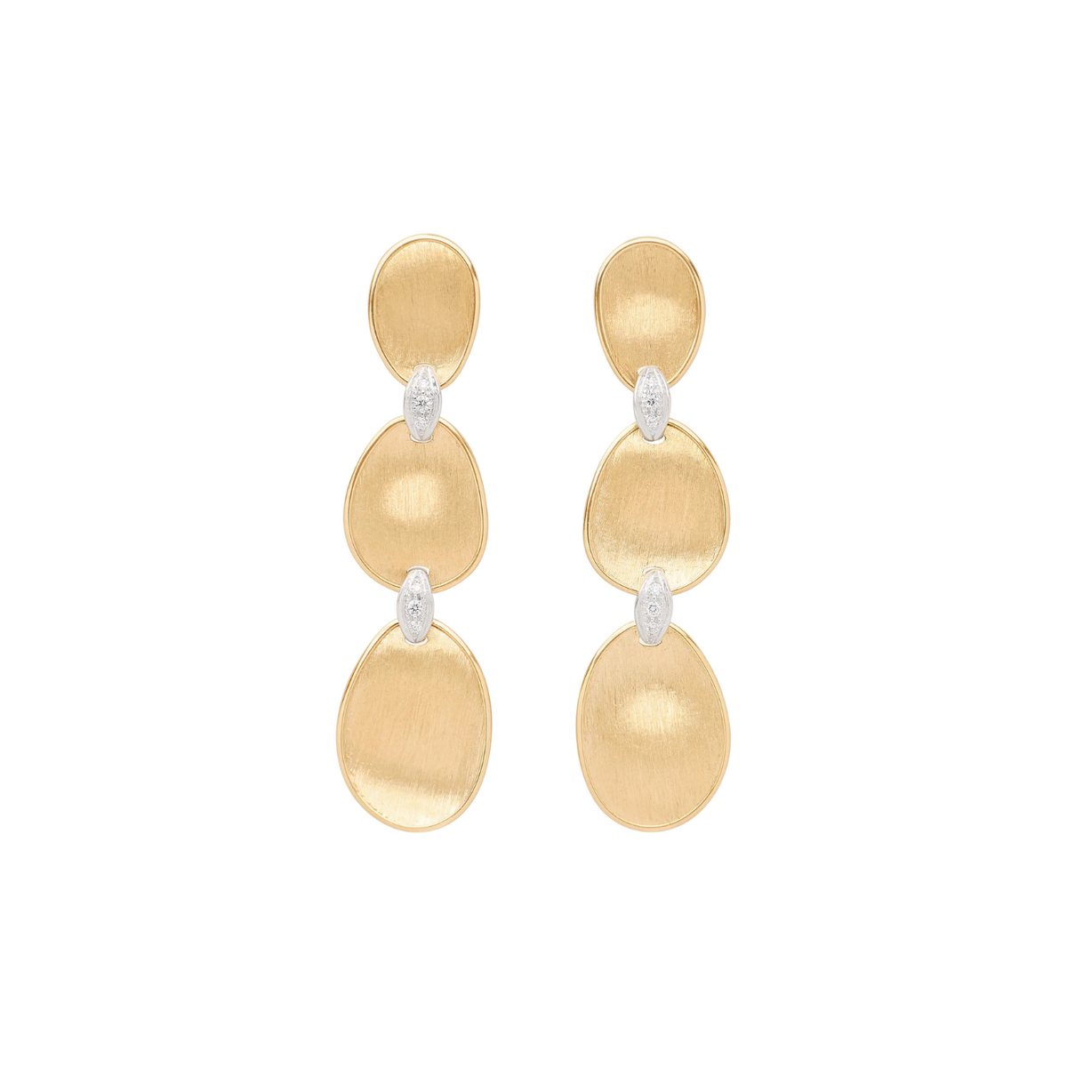 Marco Bicego Jewelry - Lunaria 18K Yellow Gold Three-Drop Earrings With Diamond Accents | Manfredi Jewels