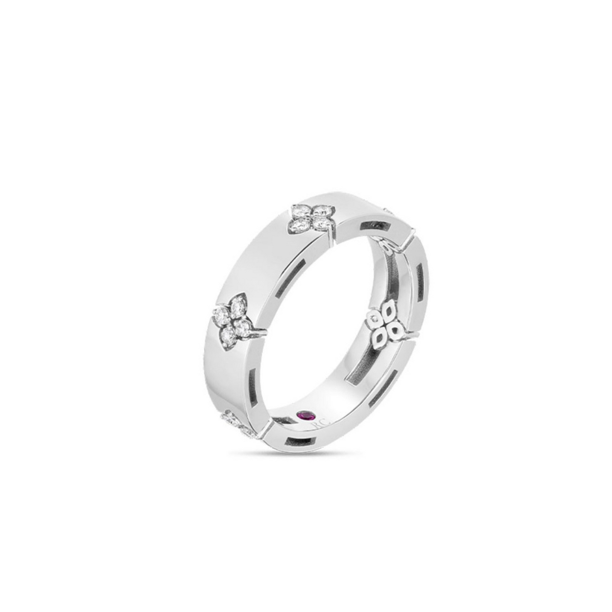 Roberto Coin Jewelry - Love In Verona 18K White Gold Narrow Diamond Ring | Manfredi Jewels