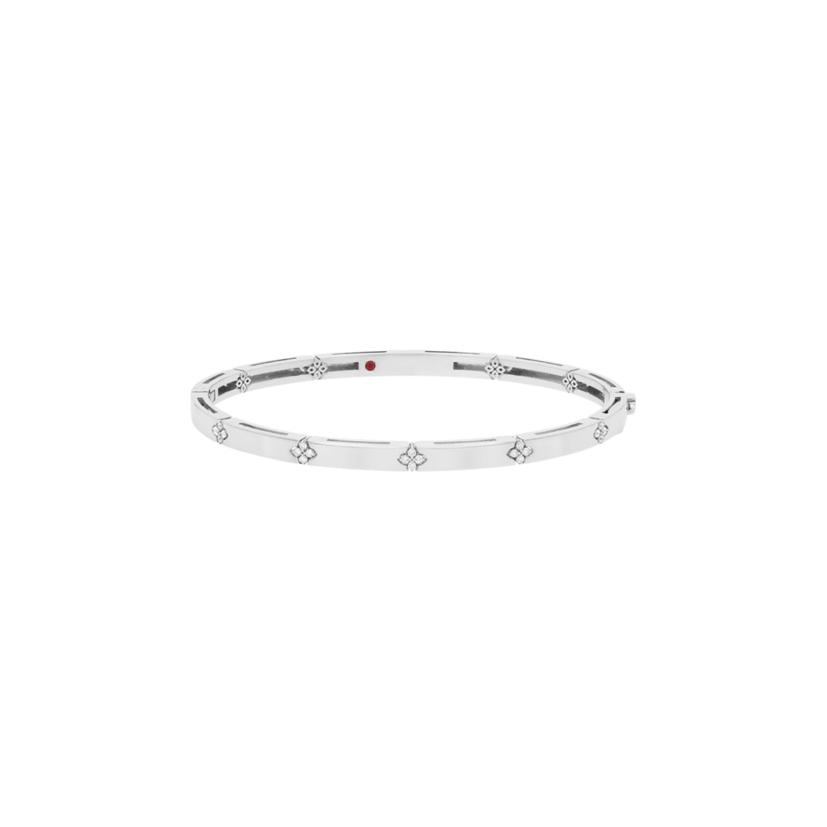 Roberto Coin Jewelry - Love In Verona 18K White Gold Small Width Diamond Accent Bangle Bracelet | Manfredi Jewels