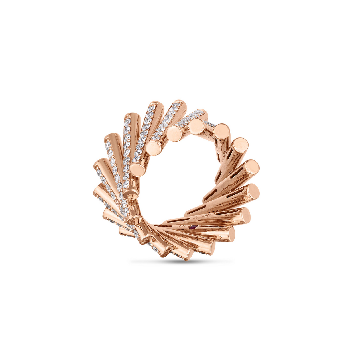 Roberto Coin Jewelry - Domino 18K Rose Gold Diamond Wide Pave Ring | Manfredi Jewels