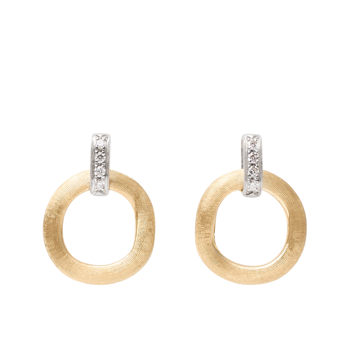 Marco Bicego Jewelry - Jaipur 18K Yellow Gold Flat-Link Diamond Stud Drop Earrings | Manfredi Jewels