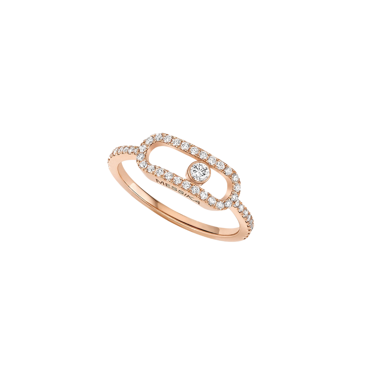 Messika Jewelry - Move Uno 18K Rose Gold Large Model Diamond Pavé Ring | Manfredi Jewels