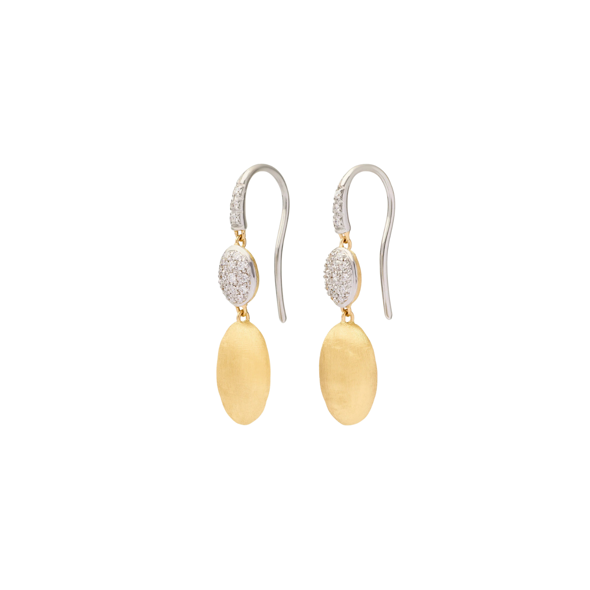 Marco Bicego Jewelry - 18K Yellow Gold Siviglia Hook Earrings with Diamond Accent | Manfredi Jewels