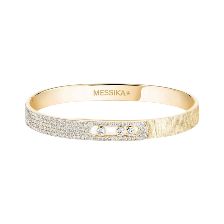 Messika Jewelry - 18K Yellow Gold & Diamond Move Noa Ciselé Semi-Pavé Bangle | Manfredi Jewels