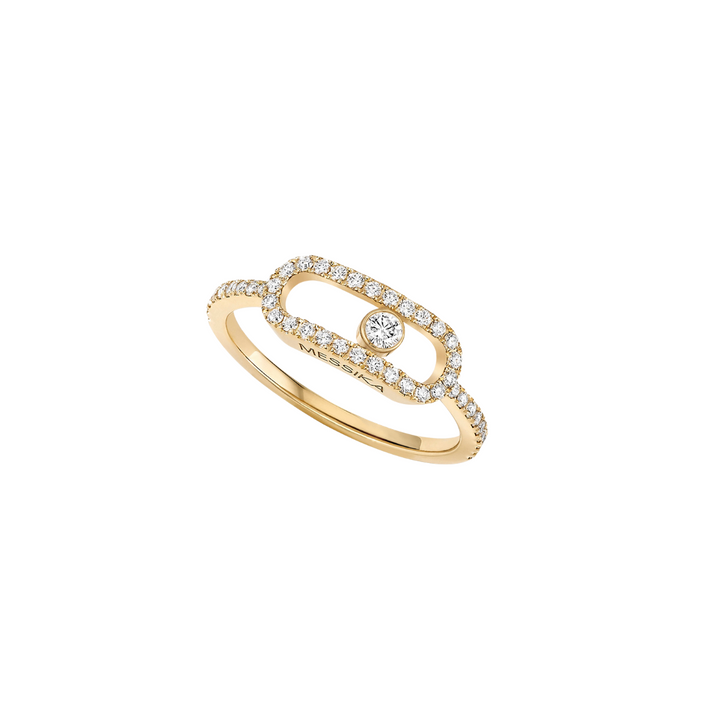 Messika Jewelry - Move Uno 18K Yellow Gold Large Model Diamond Pavé Ring | Manfredi Jewels