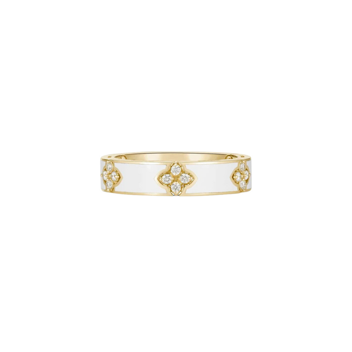 Roberto Coin Jewelry - 18K Rose Gold White Enamel & Diamond Love In Verona Ring | Manfredi Jewels