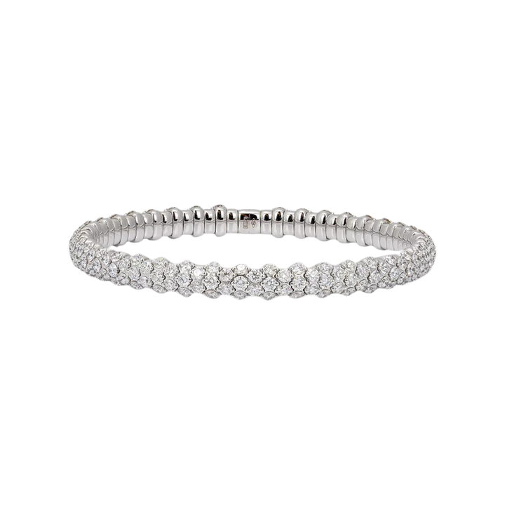 18K White Gold & Diamond Domed Stretch Bracelet