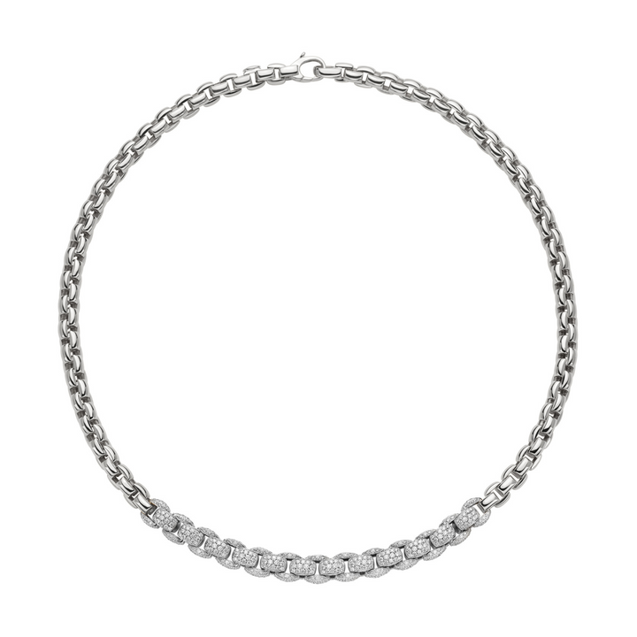 Fope Jewelry - Eka 18K White Gold Diamond Mialuce Long Chain Necklace | Manfredi Jewels