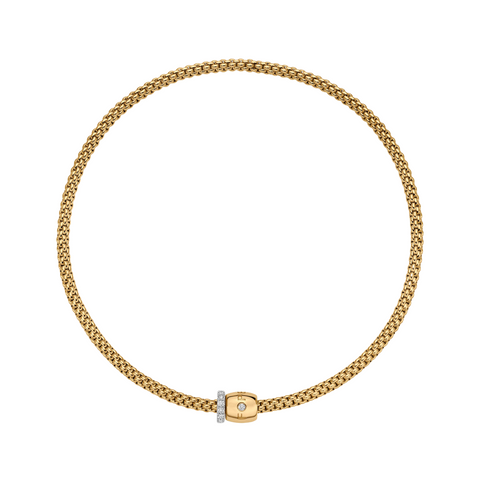Solo 18K Yellow & White Gold Pavè White Diamond Necklace