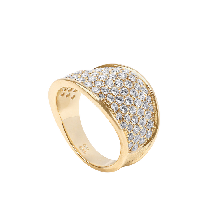 Marco Bicego Jewelry - Lunaria 18K Yellow Gold Diamond Pavé Small Ring | Manfredi Jewels