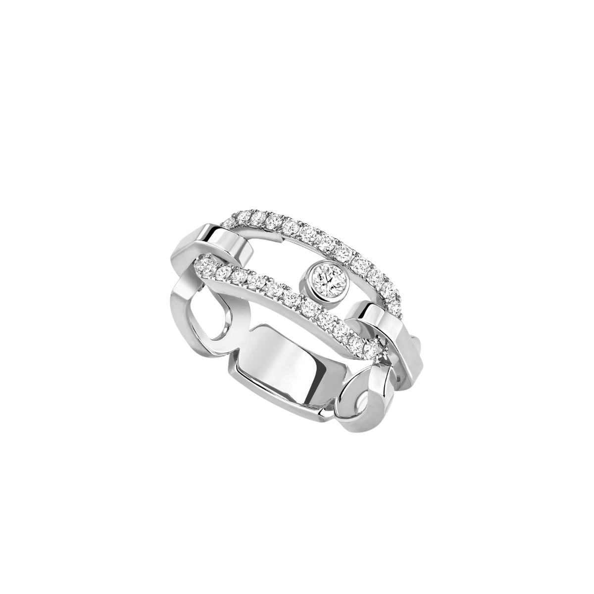 Messika Jewelry - Move Link 18K White Gold Diamond Pavé Ring | Manfredi Jewels
