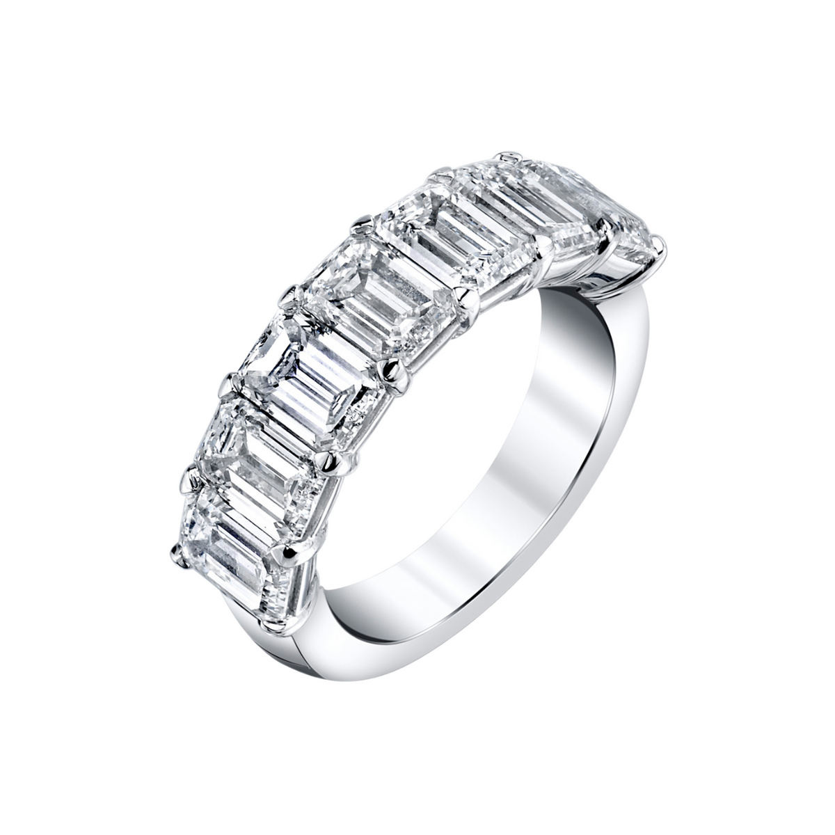 Manfredi Jewels - Platinum 7-Stone Emerald Cut Diamond Buttercup Band – 2.77 CTW | Manfredi Jewels