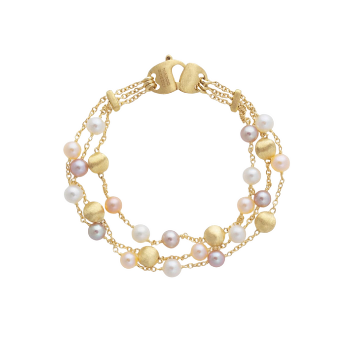 Marco Bicego Jewelry - Africa Pearl 18K Yellow Gold Three Strand Bracelet | Manfredi Jewels
