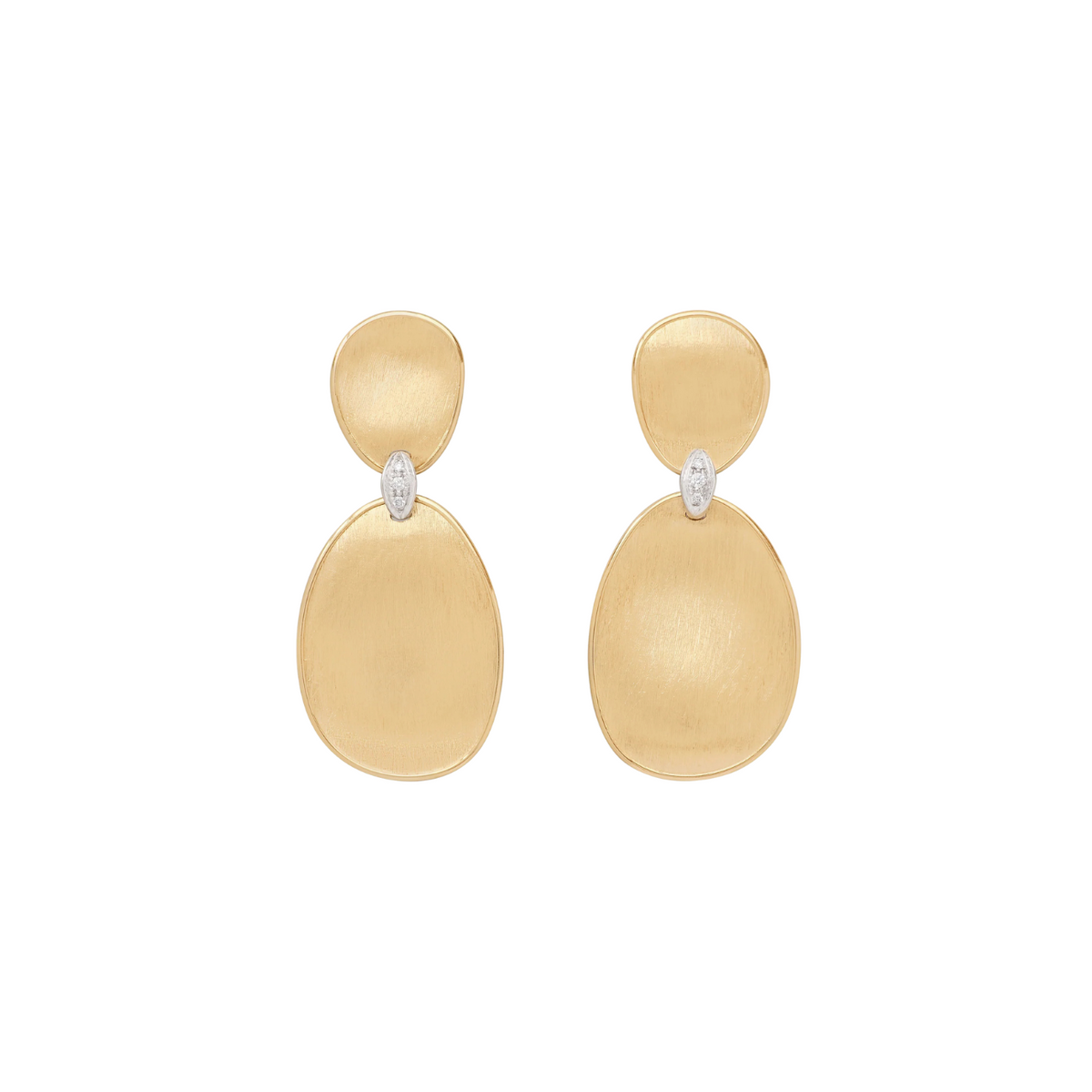Marco Bicego Jewelry - Lunaria 18K Yellow Gold Two-Drop Earrings With Diamond Accents | Manfredi Jewels