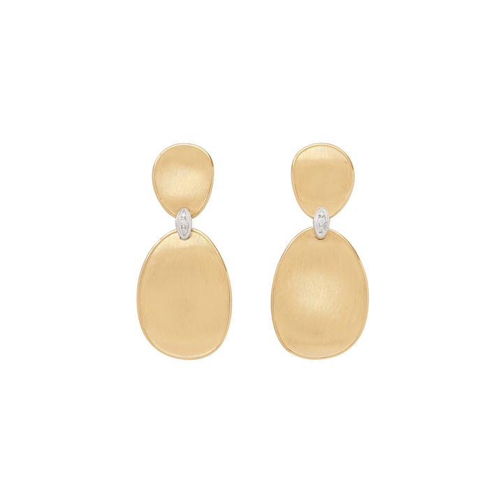 Marco Bicego Jewelry - Lunaria 18K Yellow Gold Two-Drop Earrings With Diamond Accents | Manfredi Jewels