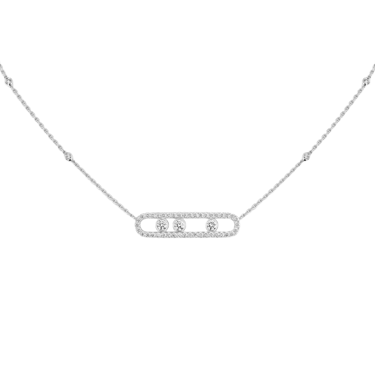 Messika Jewelry - 18K White Gold Move Pavé Diamond Necklace | Manfredi Jewels