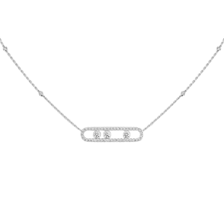 Messika Jewelry - 18K White Gold Move Pavé Diamond Necklace | Manfredi Jewels