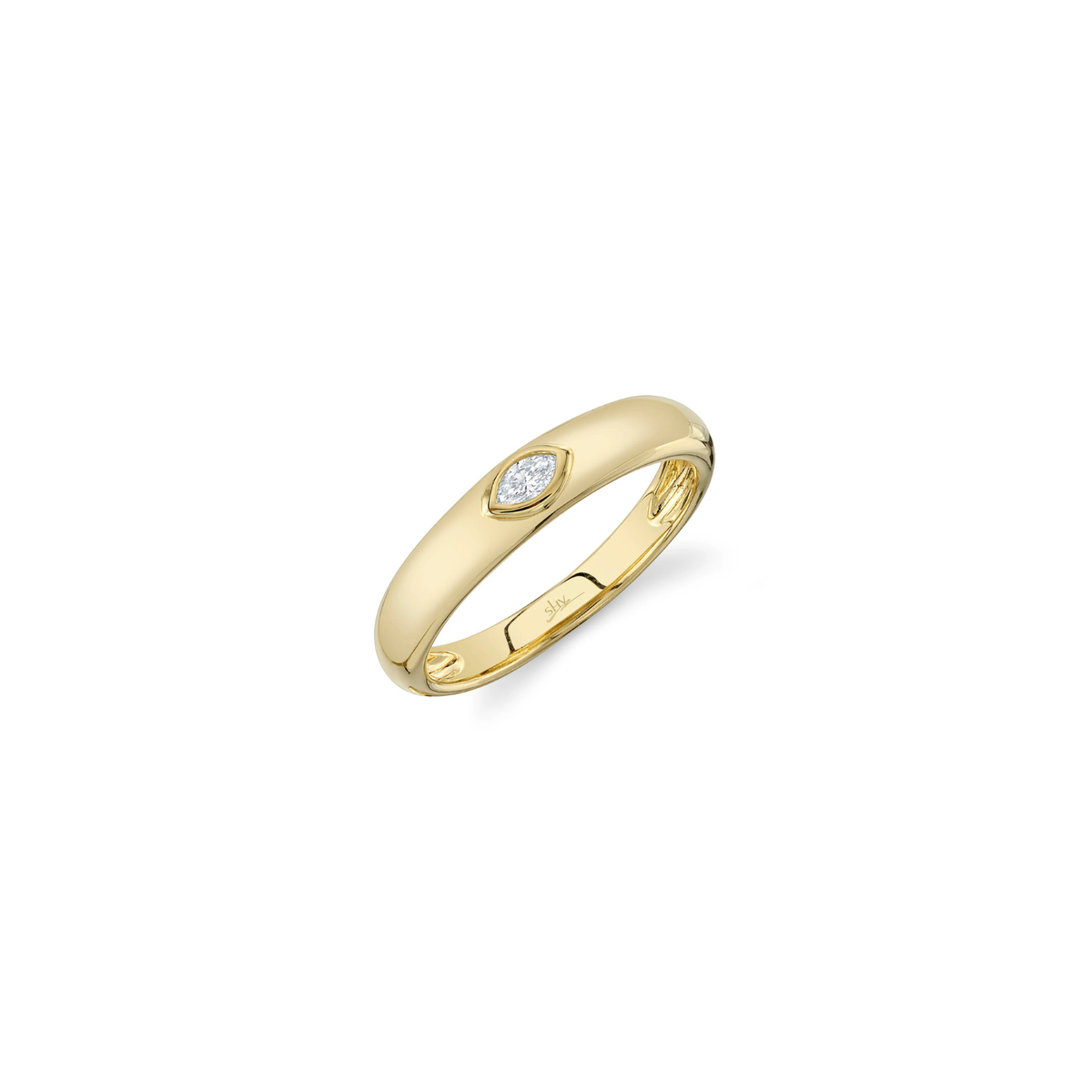 Bailey 14K Yellow Gold Marquise Diamond Bezel Set Ring (0.08ctw)