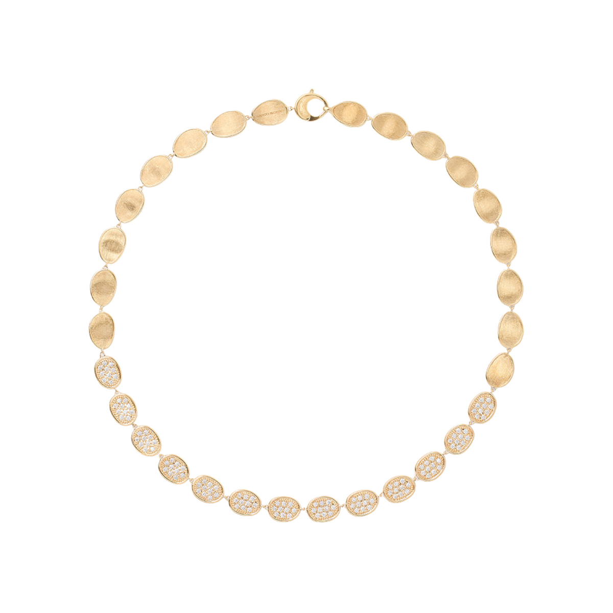 Marco Bicego Jewelry - Lunaria 18K Yellow Gold Diamond Pavé Link Collar Necklace | Manfredi Jewels