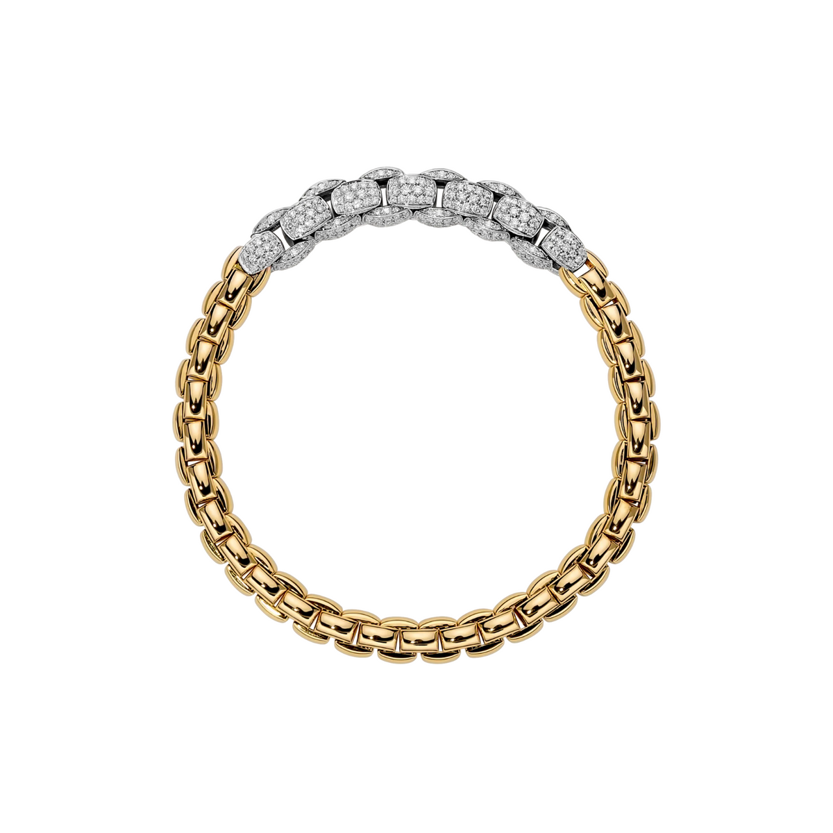 Fope Jewelry - Eka 18K Yellow & White Gold Diamond Pavé Chain Flex’it Bracelet | Manfredi Jewels