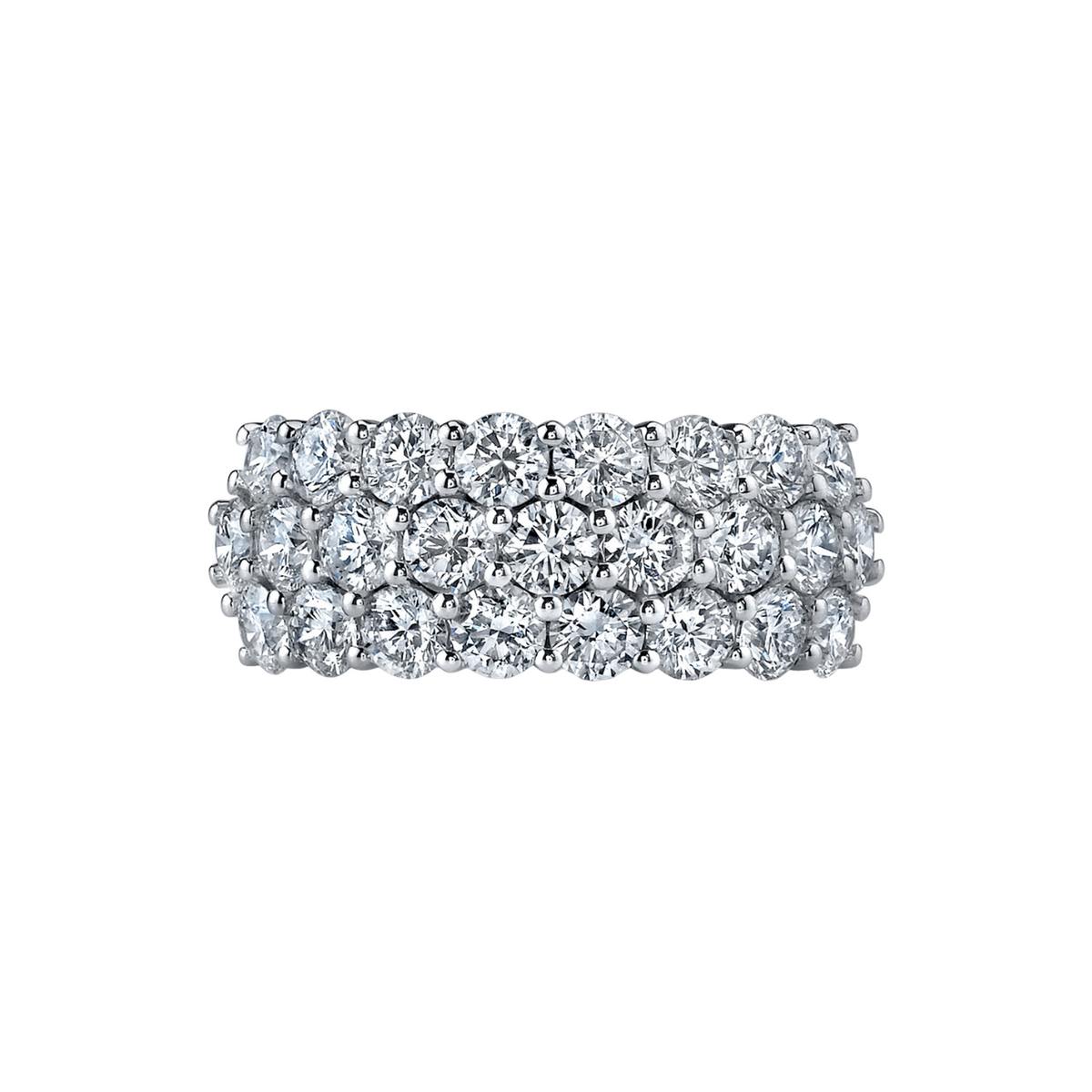 Manfredi Jewels Diamond - 18K White Gold 3-Row Round Diamond Half-Way Band - 3.00 CTW | Manfredi Jewels