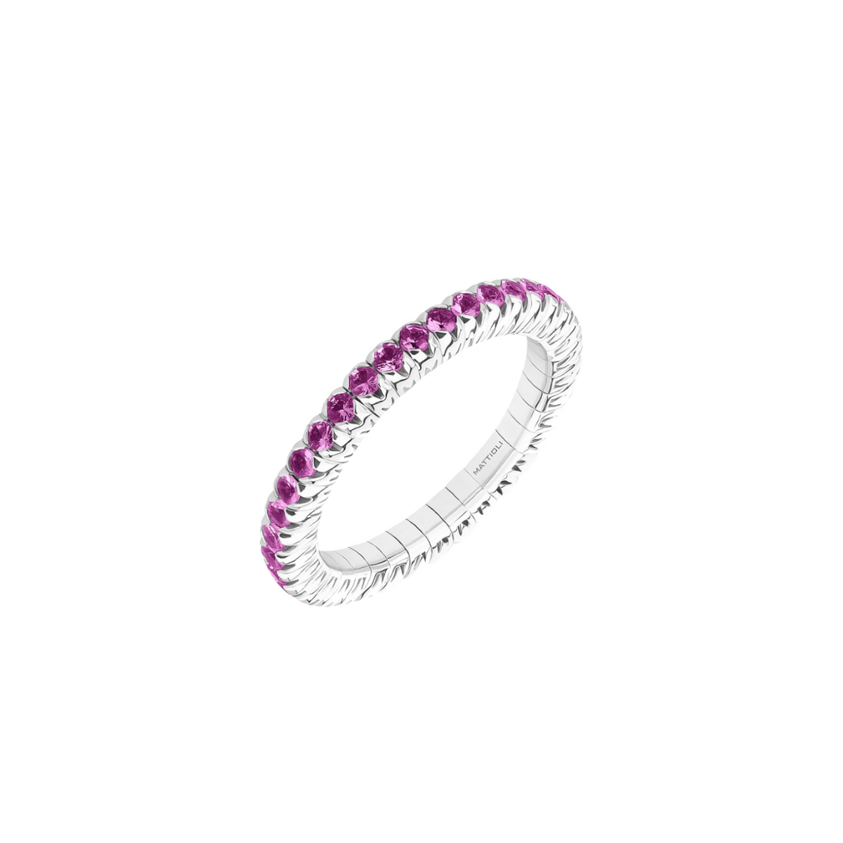 Mattioli Jewelry - Xband 18K White Gold Pink Sapphire Stretch Ring | Manfredi Jewels