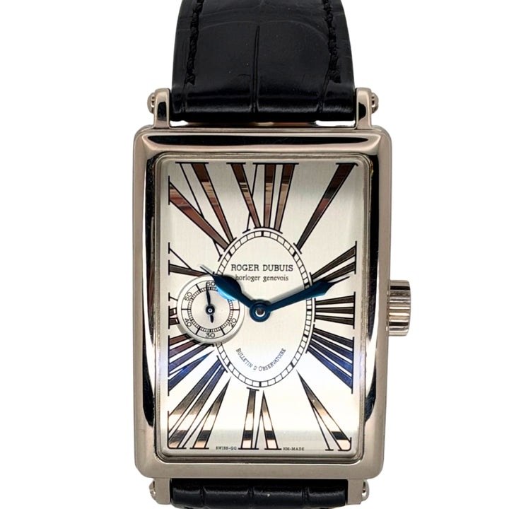 Much More 18K White Gold Silver Dial Black Strap