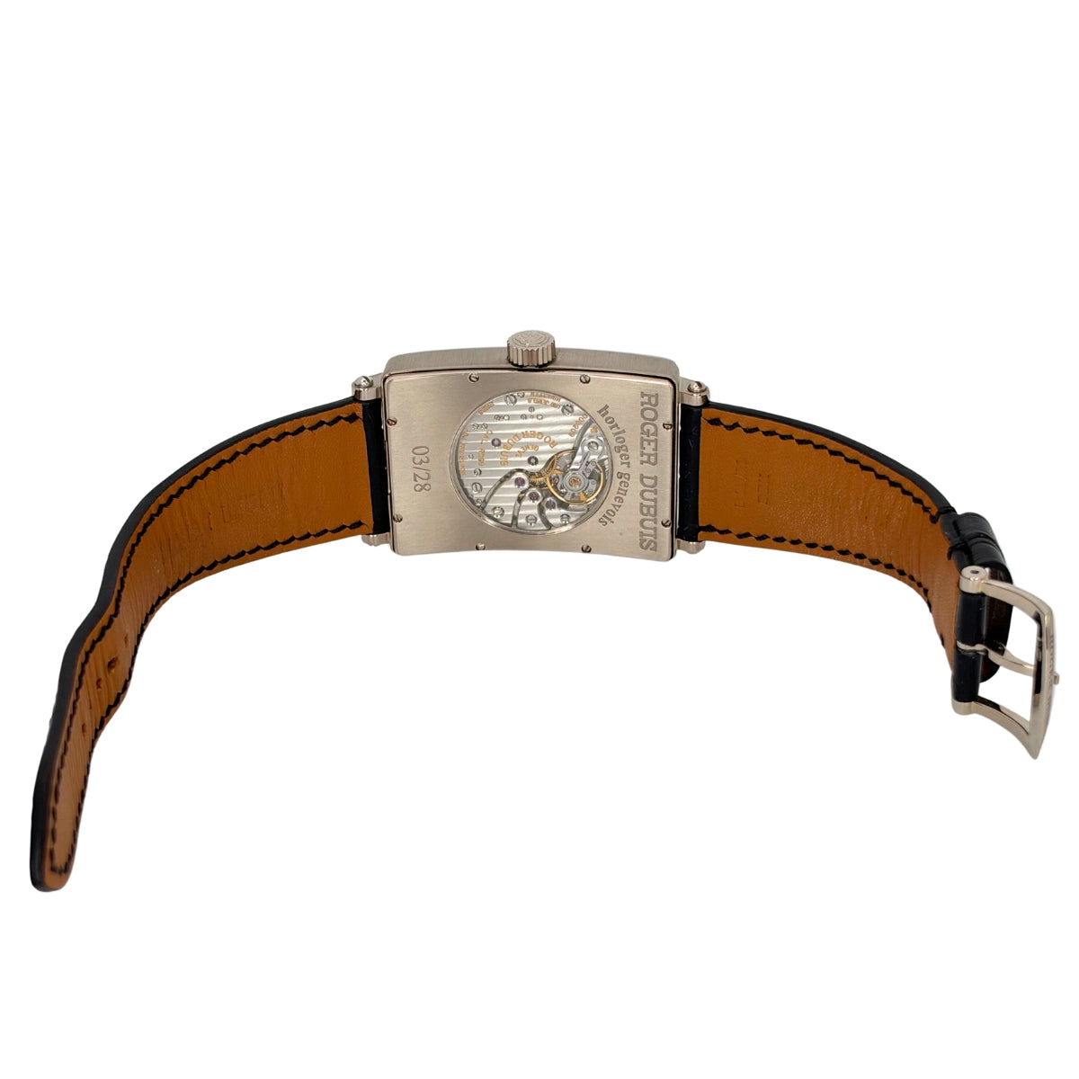 Much More 18K White Gold Silver Dial Black Strap