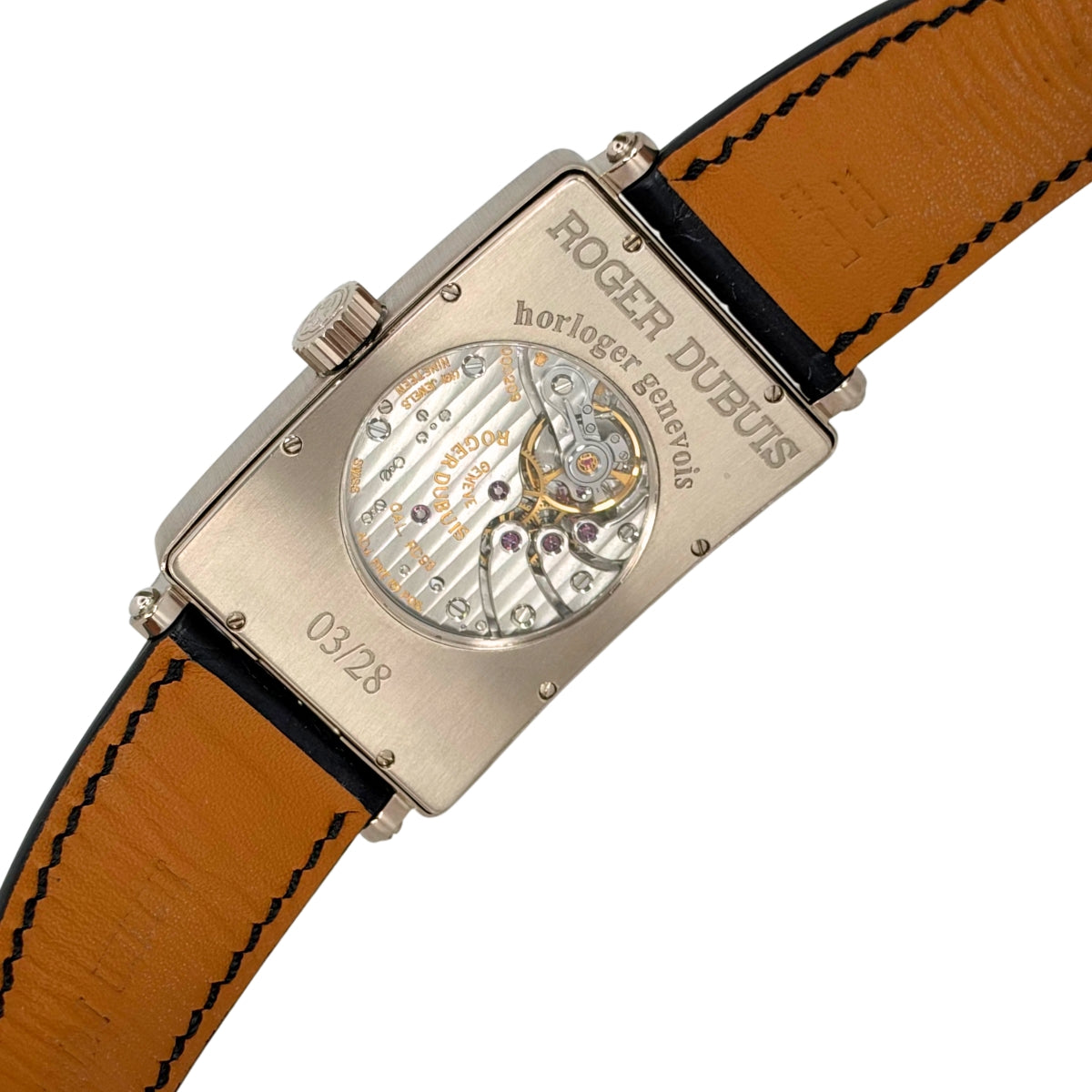 Much More 18K White Gold Silver Dial Black Strap