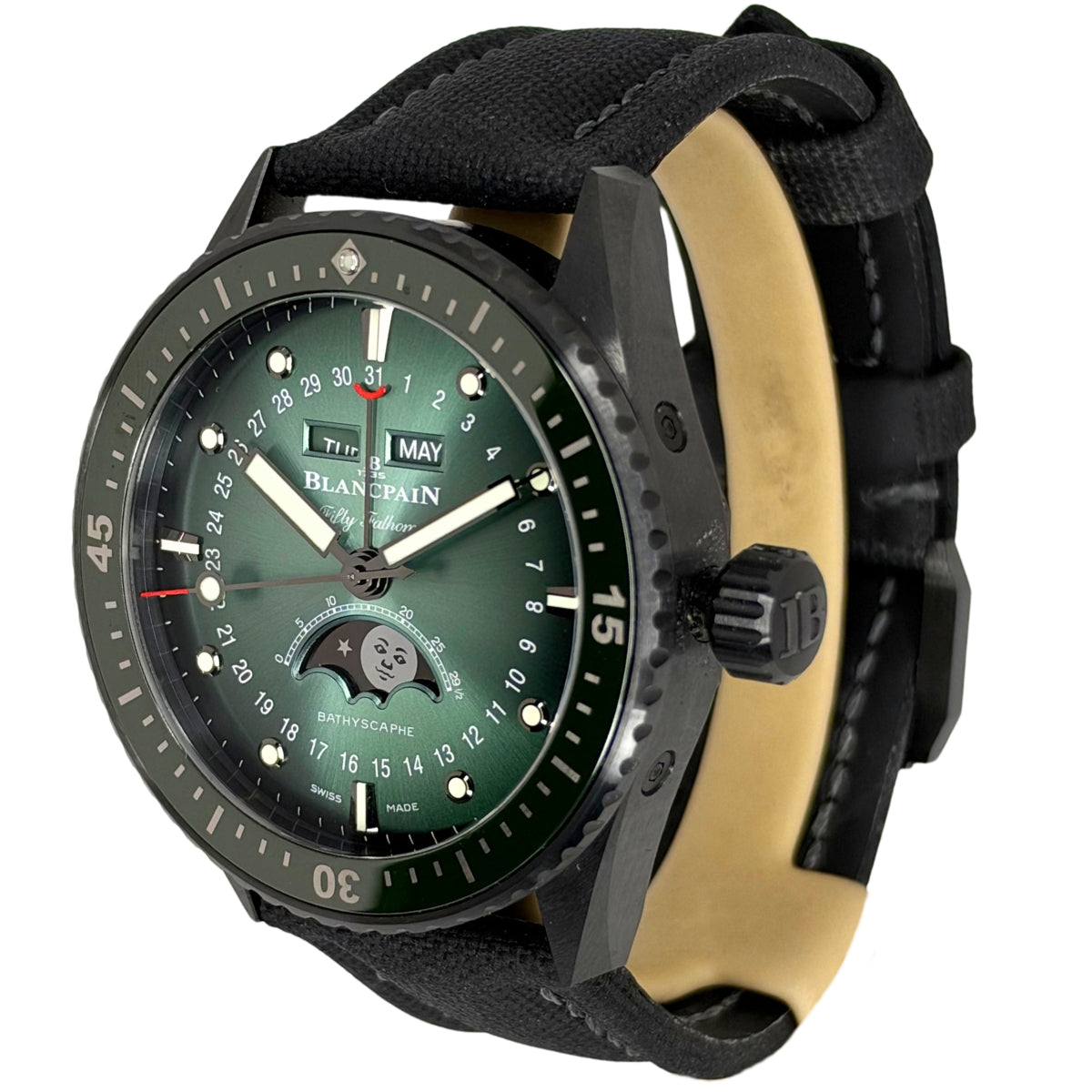 Bathyscaphe Complete Calendar 43.5mm Black Ceramic Green Dial