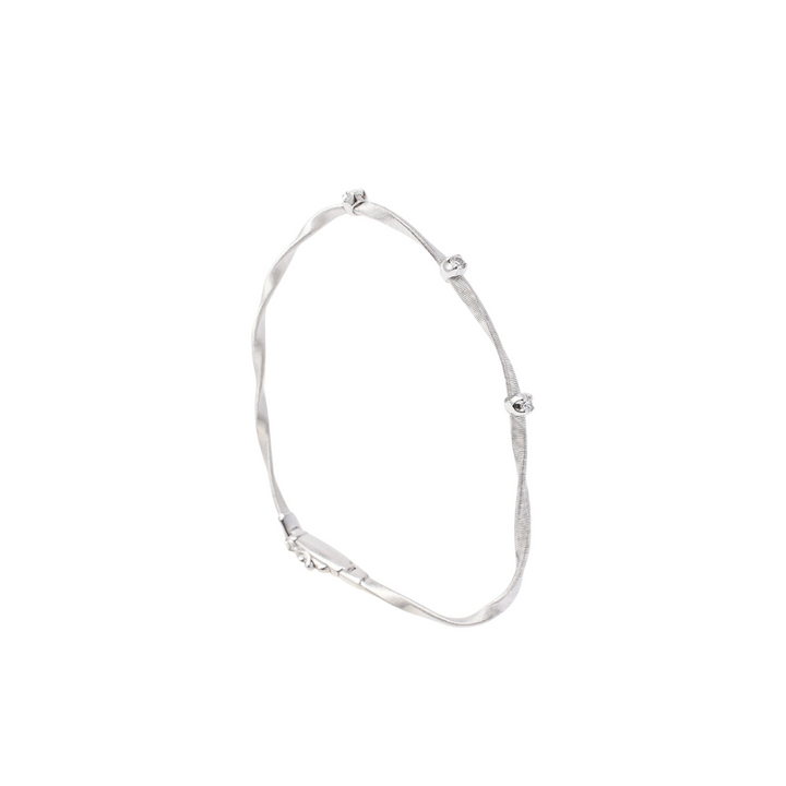 Marco Bicego Jewelry - Marrakech 18K White Gold Diamond Stackable Bangle Bracelet | Manfredi Jewels