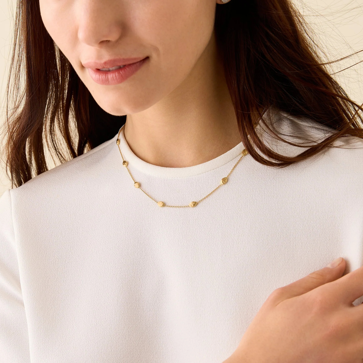 Marco Bicego Jewelry - 18K Yellow Gold Siviglia Short Necklace with Small Bean | Manfredi Jewels