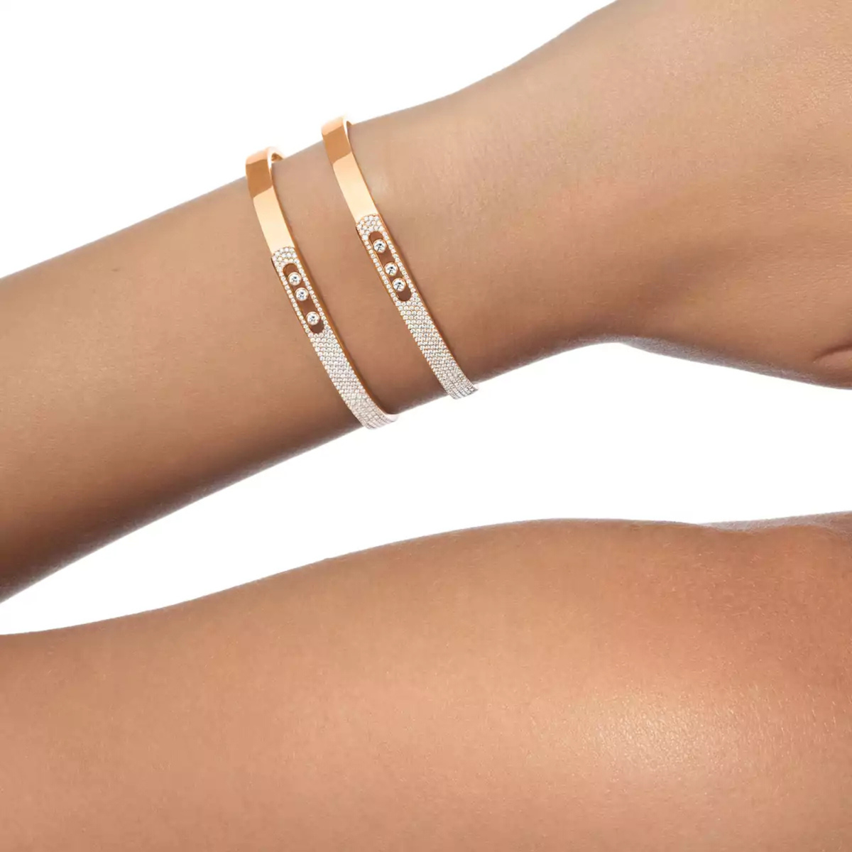 Messika Jewelry - Move Noa 18K Yellow Gold Small Model Diamond Pavé Bangle Bracelet | Manfredi Jewels