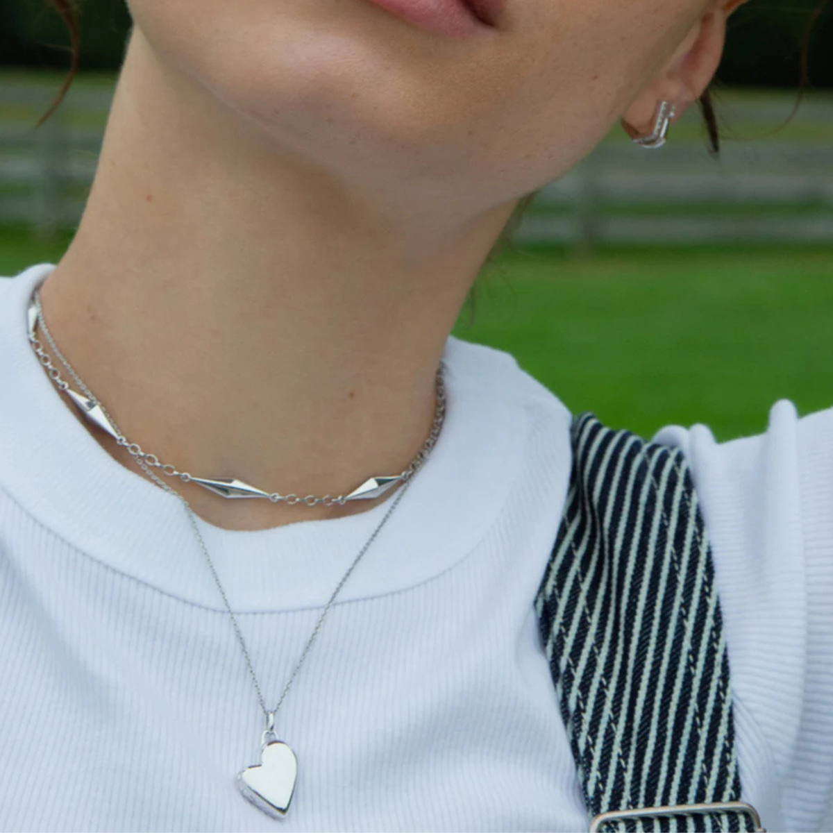 Monica Rich Kosann Jewelry - Petite Slim Sterling Silver Heart Locket Necklace | Manfredi Jewels
