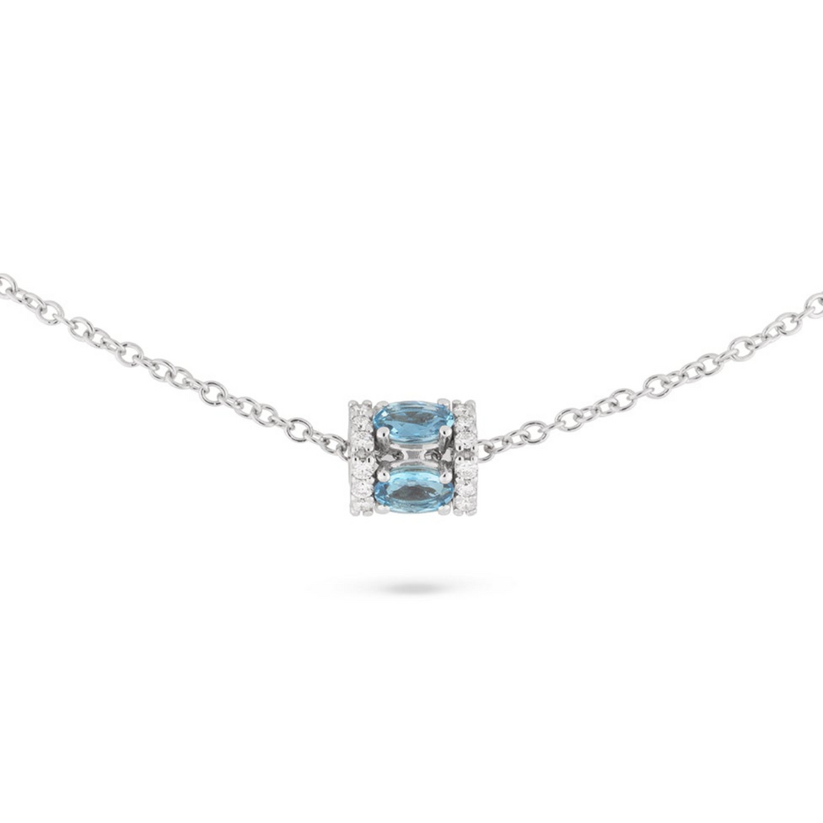 Miseno Jewelry - Procida 18K White Gold Diamonds & Aquamarine Pendant Necklace | Manfredi Jewels