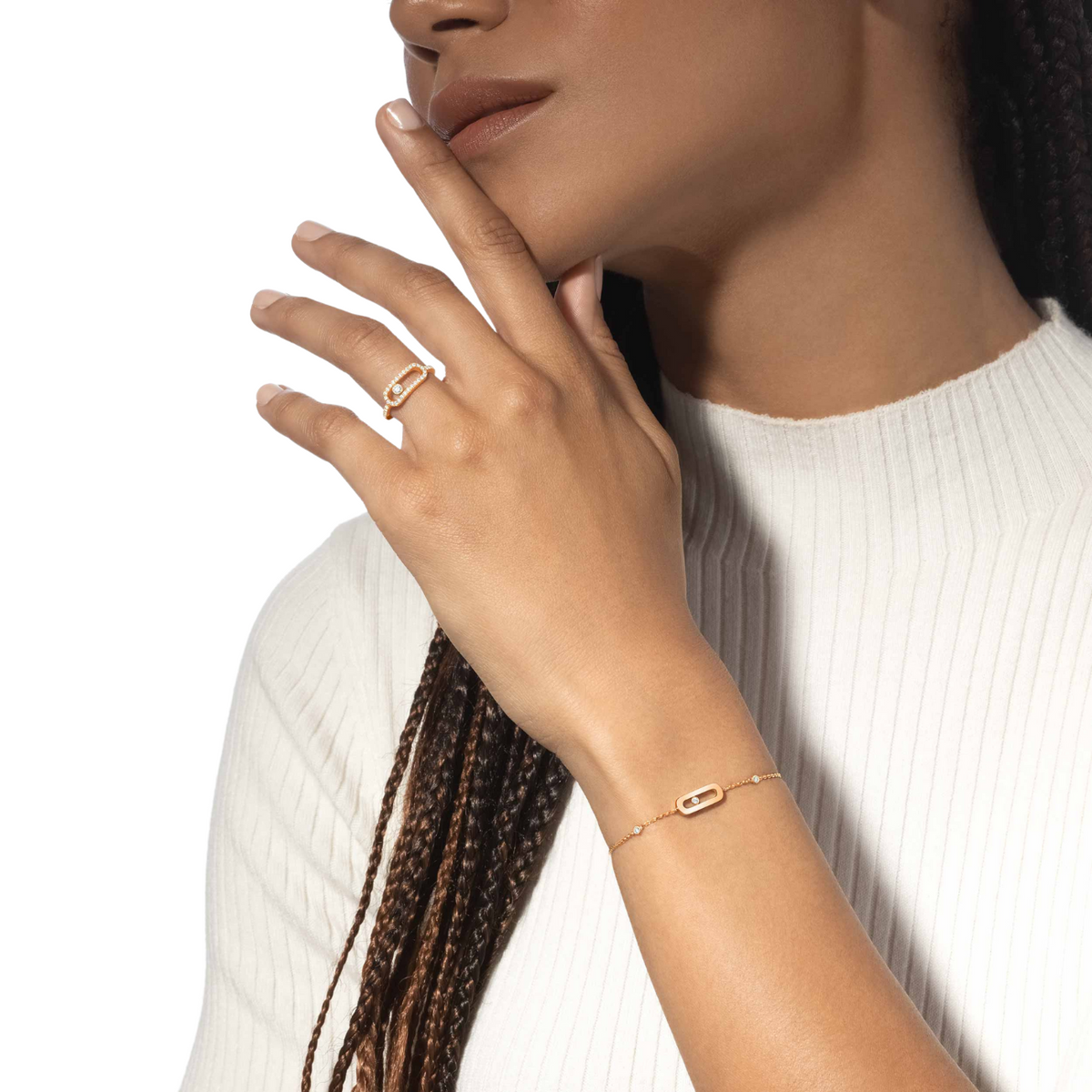 Messika Jewelry - Move Uno 18K Yellow Gold Large Model Diamond Pavé Ring | Manfredi Jewels