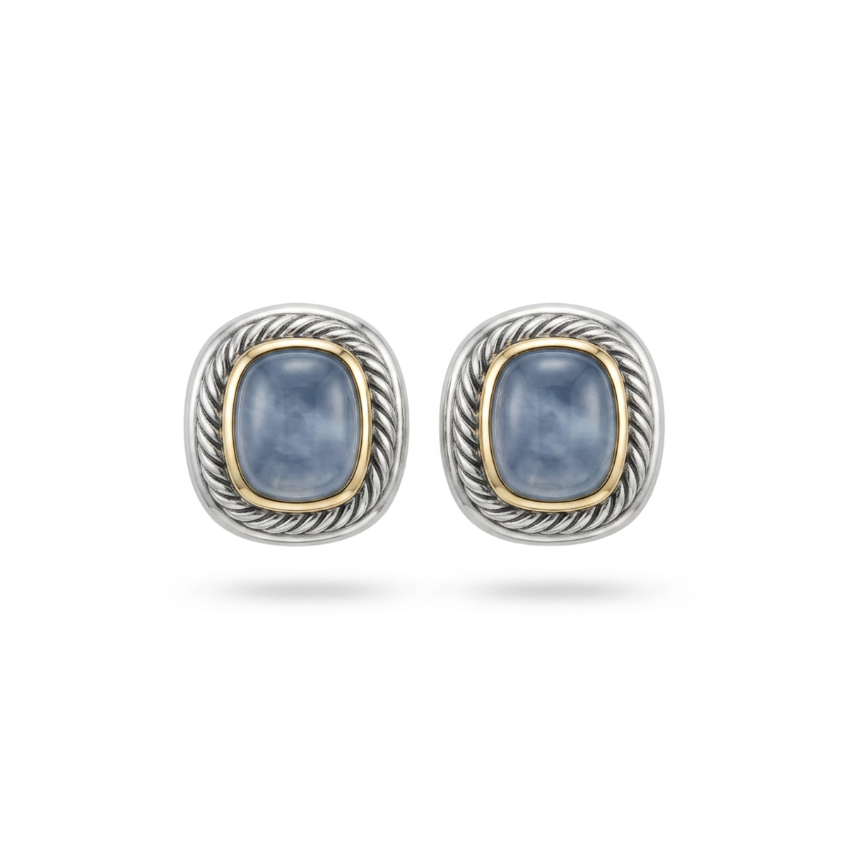 Pre-Owned David Yurman Jewelry - Estate David Yurman 14K Yellow Gold & Sterling Silver Chalcedony Earrings | Manfredi Jewels