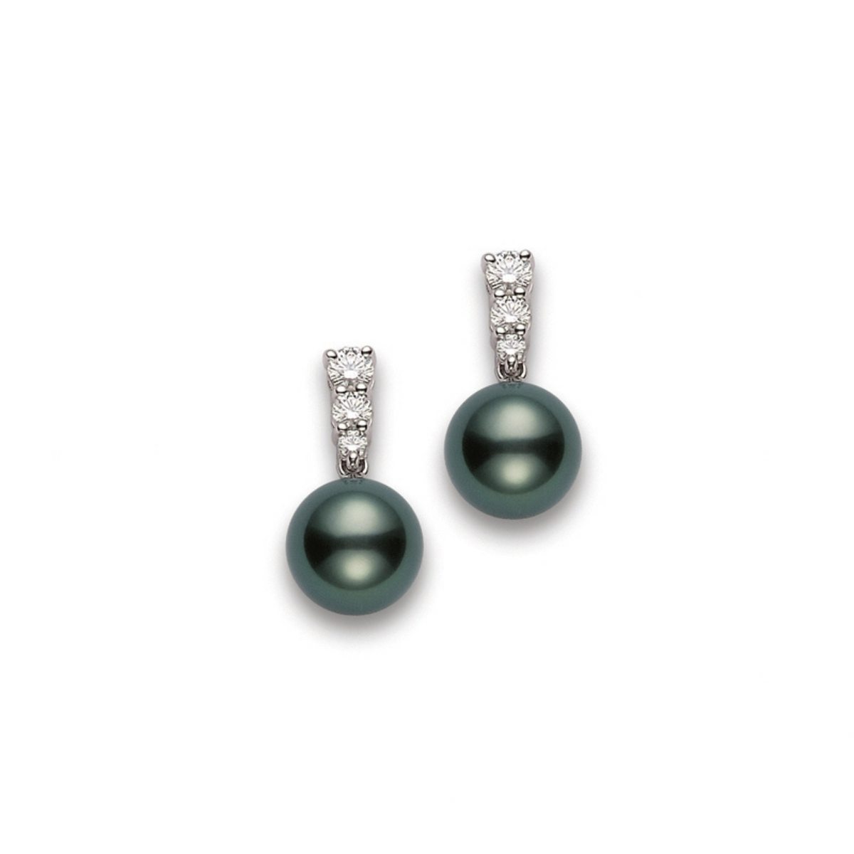 Mikimoto Jewelry - Morning Dew 18K White Gold Black South Sea Cultured Pearl & Diamond Drop Earrings | Manfredi Jewels