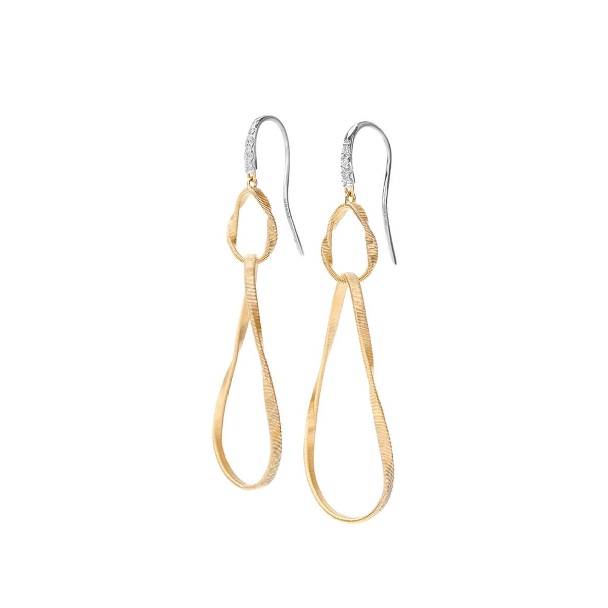 Marco Bicego Jewelry - Marrakech Onde 18K Yellow Gold Double Drop Hoop Diamond Earrings | Manfredi Jewels