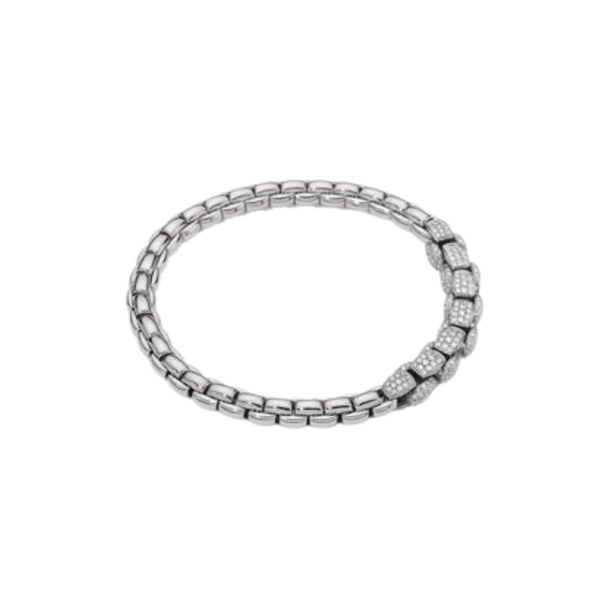 Fope Jewelry - Eka 18K White Gold Diamond Pavé Chain Flex’it Bracelet | Manfredi Jewels