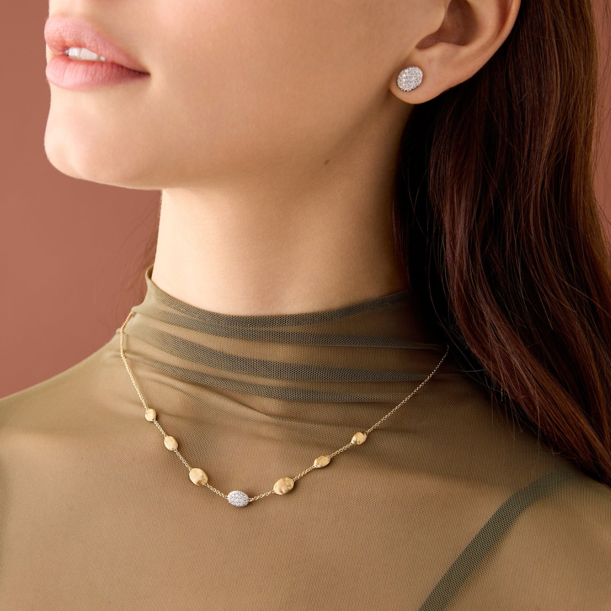 Marco Bicego Jewelry - 18K Yellow Gold Siviglia Station Necklace with Diamonds | Manfredi Jewels